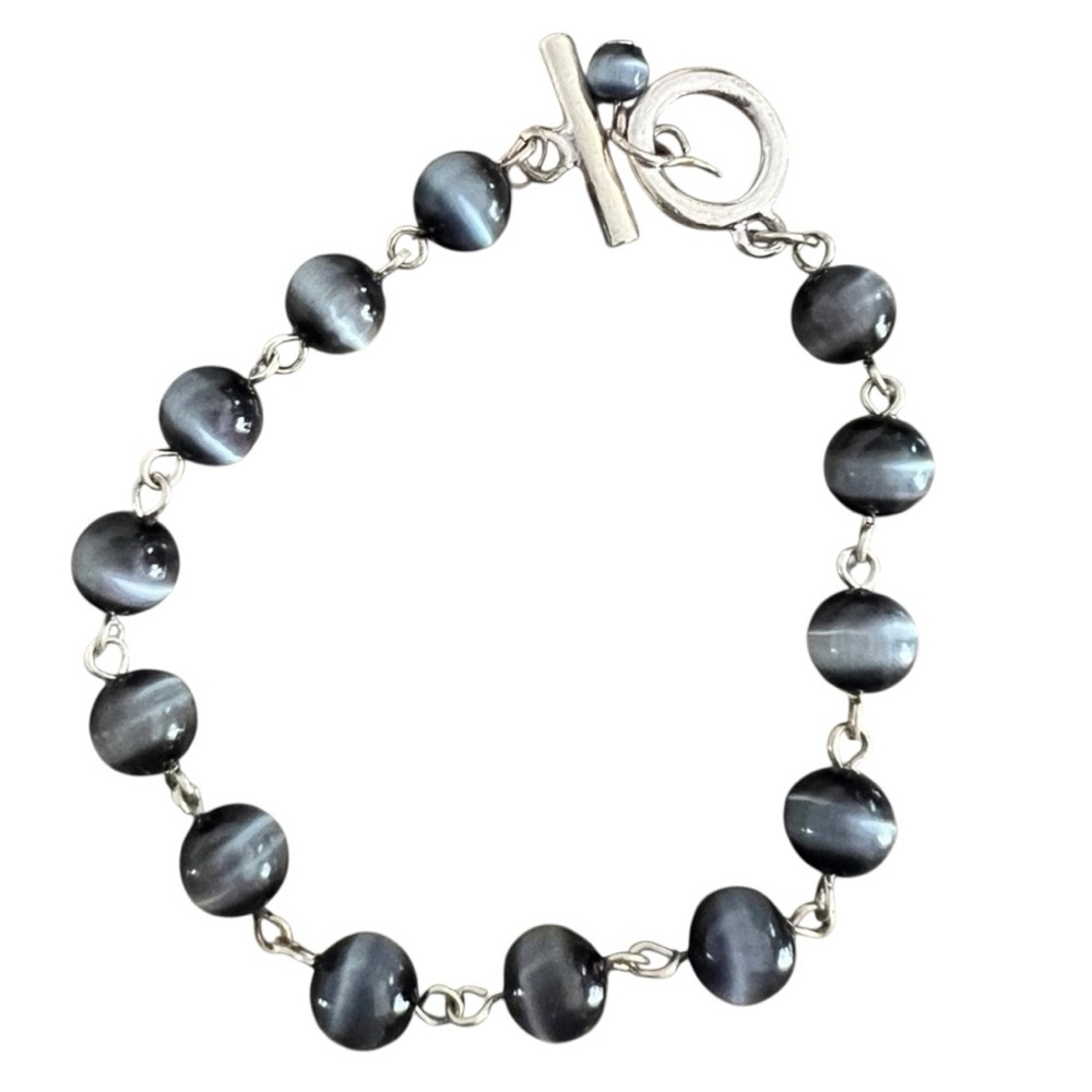 Blue tiger’s eye bracelet, 8” total length